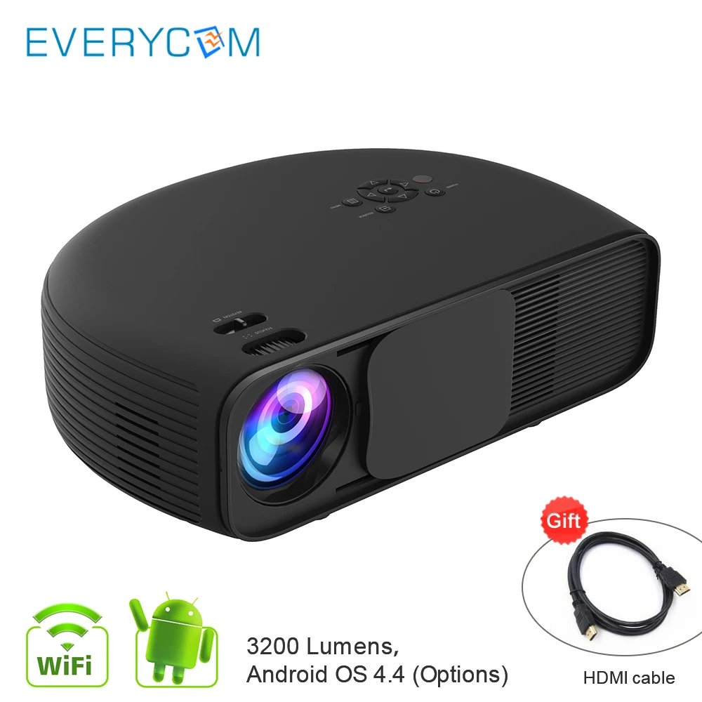 Everycom CL760 3200 Lumen 1280*800Pixels HD Video TV Home Theater Beamer Pico LED Projector Option Android WIFI Bluetooth