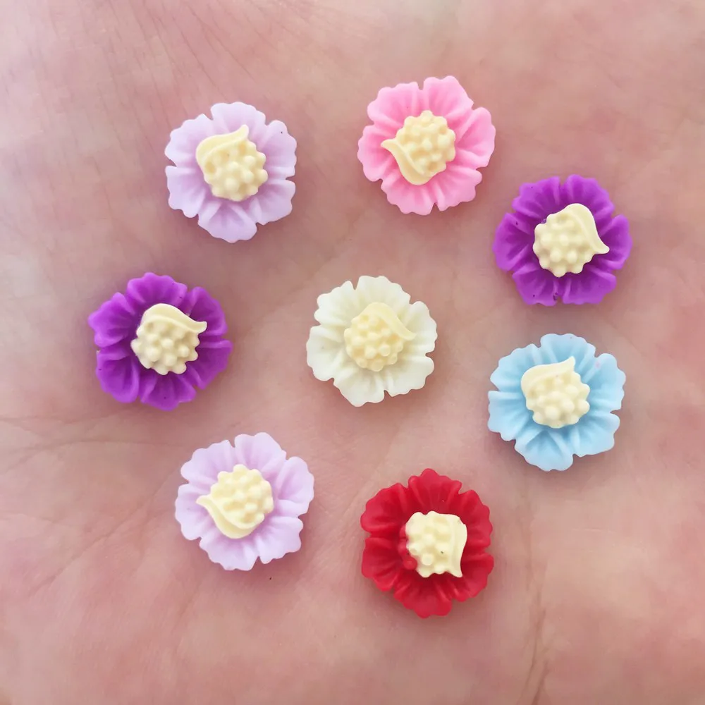 Новый шт. 80 шт. 12 мм смолы сплошной цвет 3D раковины цветок форма плоской задней камень украшения для скрапбукинга DIY свадебные аппликации SW14