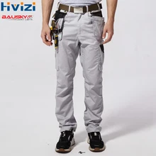 Мужские рабочие брюки с несколькими карманами для инструментов, летние брюки высокого качества, безопасные рабочие механические брюки-карго, рабочие брюки серого цвета B218