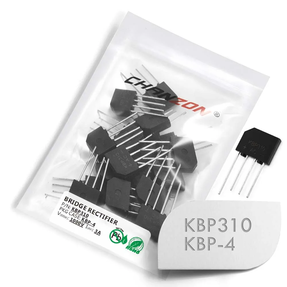 

20 Pcs Bridge Rectifier Diode KBP310 3A 1000V KBP-4 (SIP-4) Single Phase Full Wave 3 Amp 1000 Volt KBP 310 Silicon