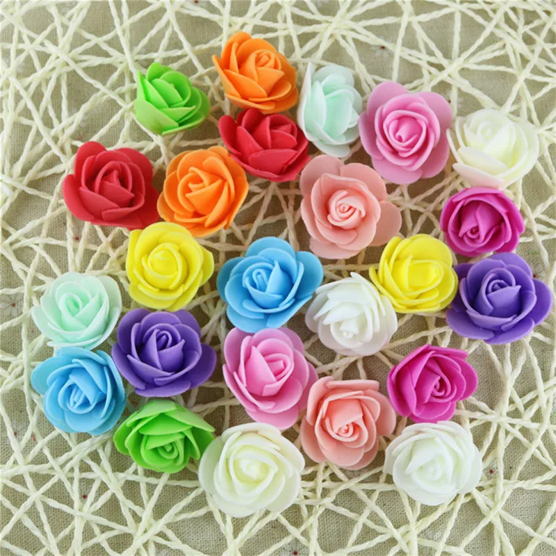 

50pcs Mini 3cm Artificial Rose Flower Head Handmade DIY Wedding Festive Party Home Decoration Multi-use PE Foam Rose Flower