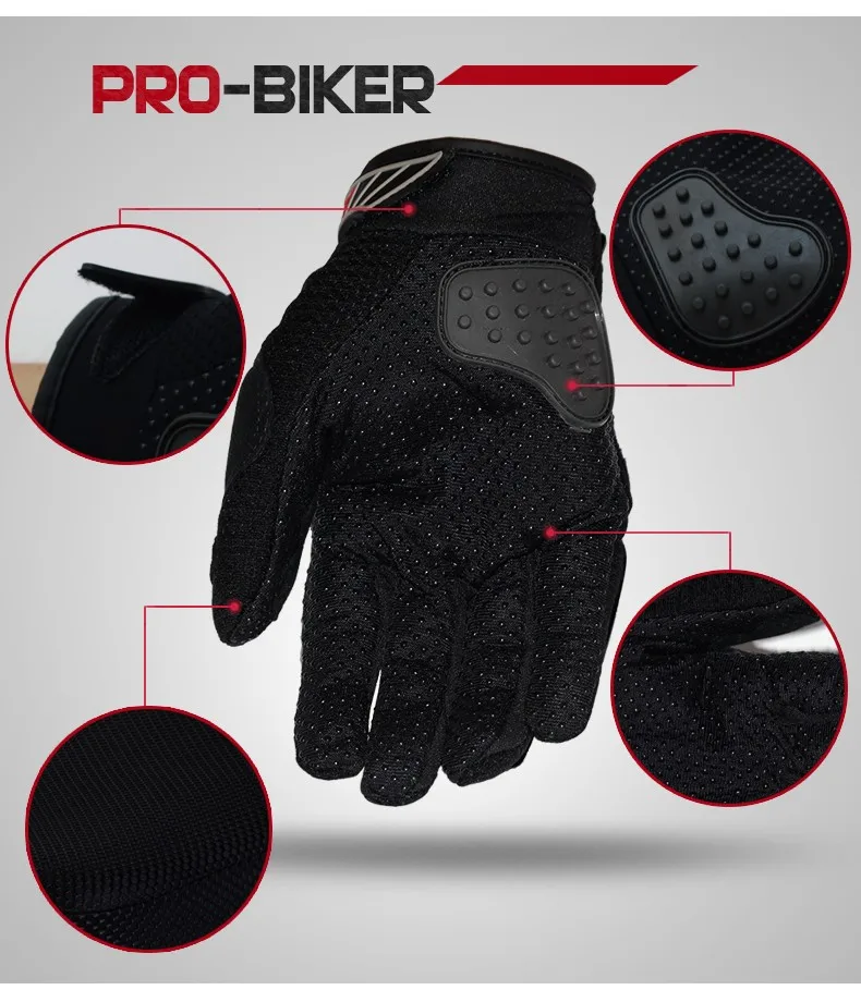 Pro Biker открытый спортивный гоночный мотоцикл перчатки полный палец качество черный дышащий мотоцикл Мотокросс Защитное снаряжение Перчатки