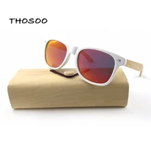 THOSOO Ecofriendly Bamboo Sunglasses with White Frames