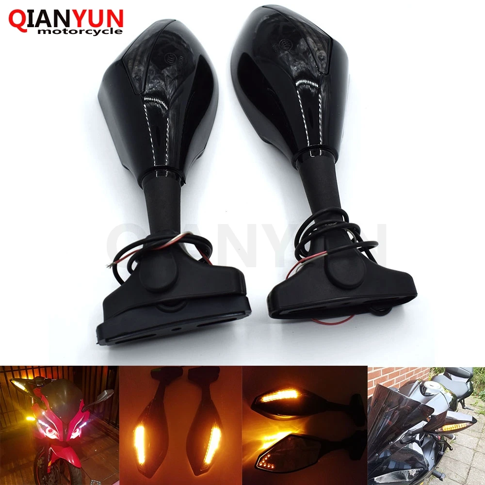 

Universal Motorcycle Rear View Side Wing Mirrors w/ LED Turn Signal Light for KAWASAKI NINJA 300R NINJA 250R ZX6R/636