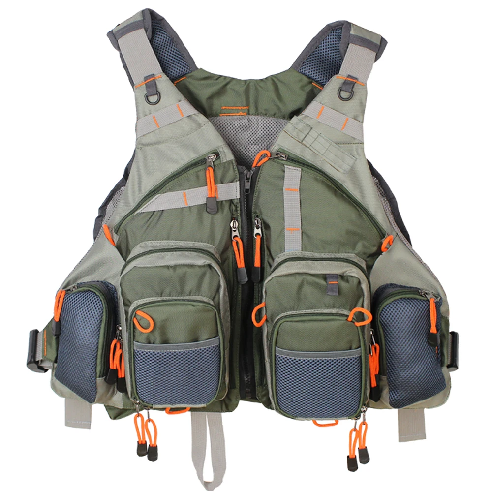 Colete de Pesca com Mosca Bolso de Malha Esportes ao ar Livre dos Homens ao ar Novo Tamanho Ajustável Livre Caça Pesca Colete Mutiple