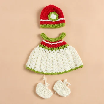 

One Hundred Days Baby Photography Props Service Hand-knit Wool Baby Three Sets