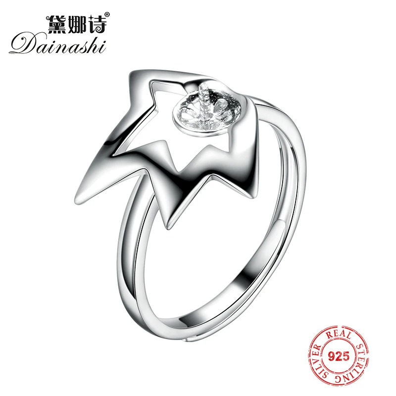 

3pcs S925 Sterling Silver Unique Design Ring Settings Silver Color DIY Pearl Ring Accessories, Set for 9-9.5mm Pearl