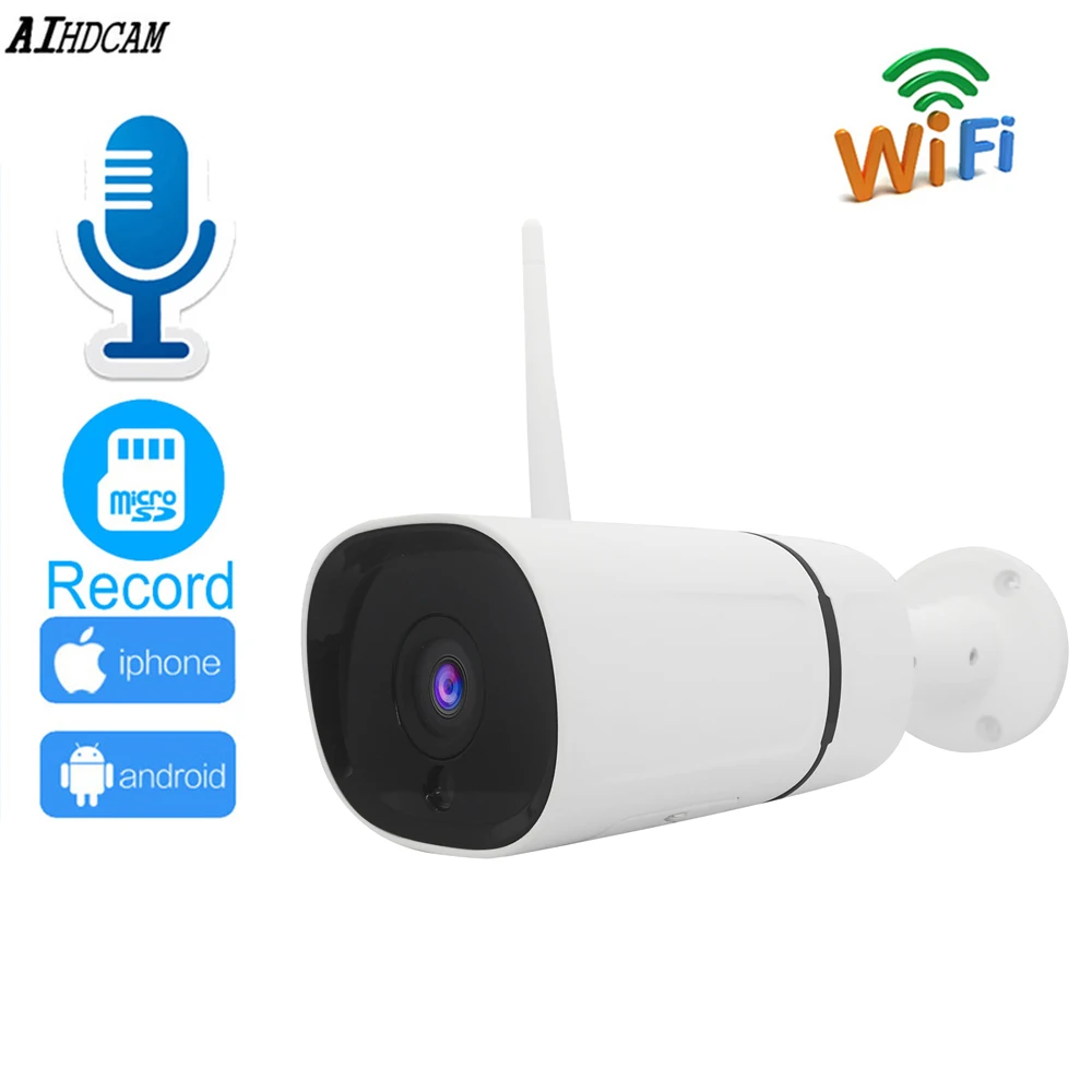 Водонепроницаемая IP камера AIHDCAM Bullet 720P Wi Fi 20 м ночное видение запись звука датчик