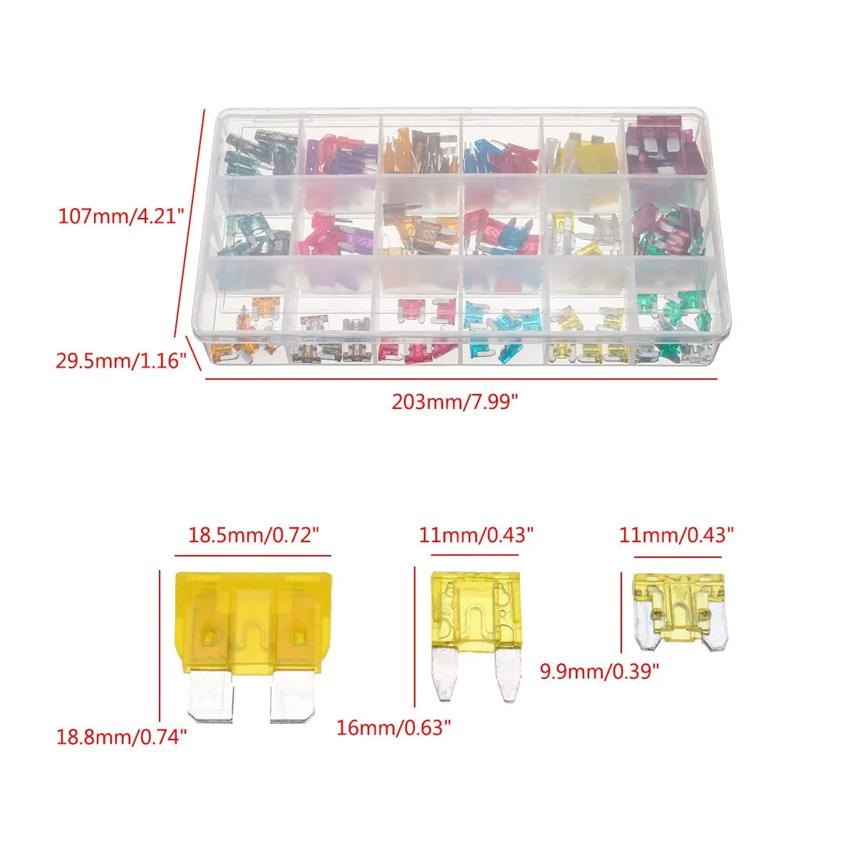 Motors Low Profile 165 pcs ATC Mini Blade Fuse Auto Car FUSES