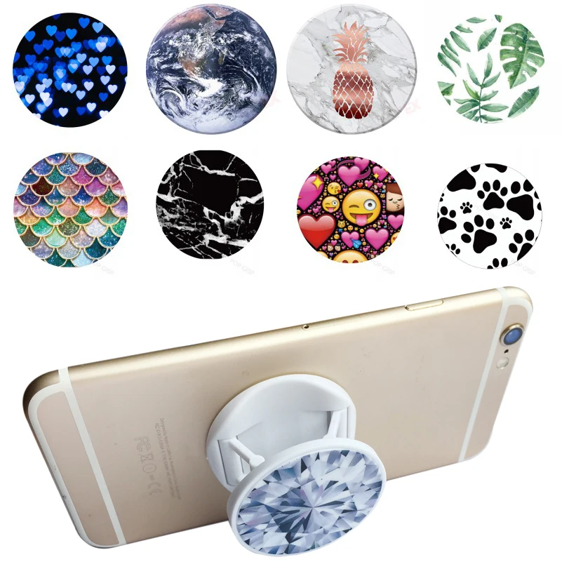 

2019 New Phone Holder Round Structure Multi-Color Pattern Beautiful Grip Finger Fit Phone Desktop Support Mobile Stander