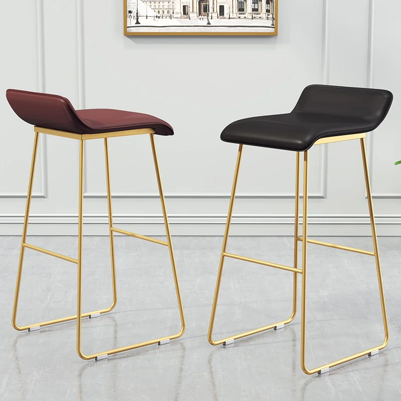 

Nordic bar chair coffee milk tea lounge chair simple bar stool designer wrought iron gold high chair padded bar chair