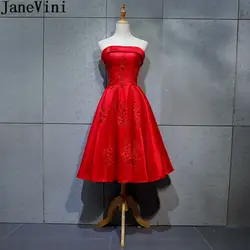 JaneVini/элегантные вечерние платья длиной до колена красного цвета вечерние атласные кружевные цветы платье для матери невесты Оман без