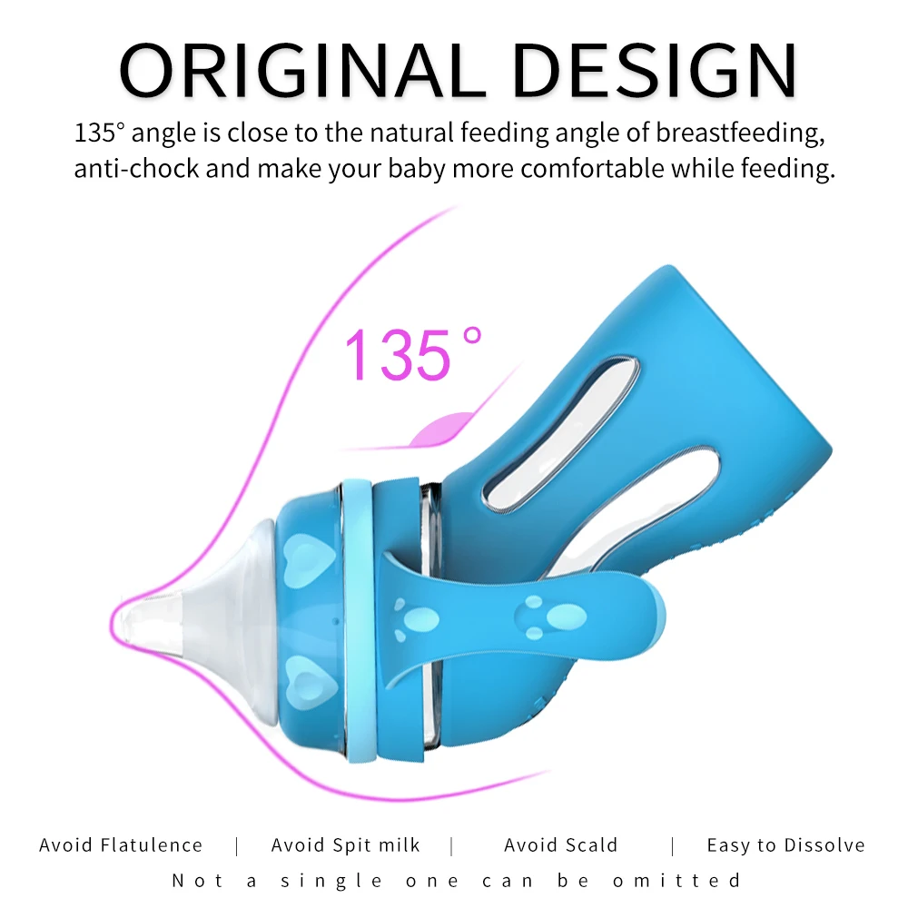 Стеклянная бутылочка для кормления младенцев 180 мл 240 мл, устойчивая к падению, Антиколиковая бутылочка для молока для новорожденных, инфракрасная бутылочка для молока