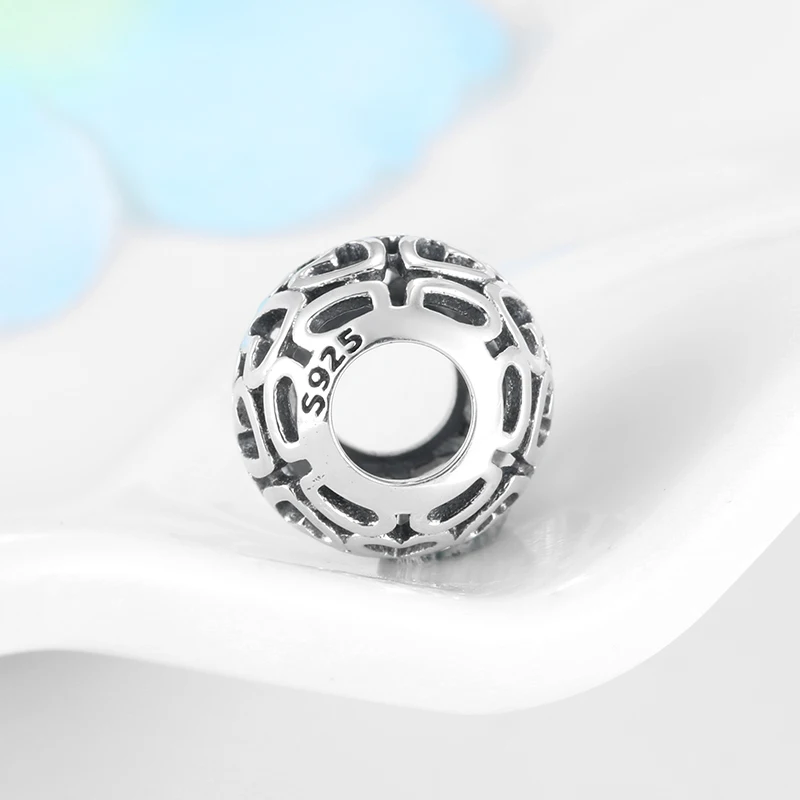 Круглые ажурные бусины в форме сердечек, подходят для подлинного браслета Pandora, серебряные 925, подвески, оригинальные, сделай сам, изготовление ювелирных изделий
