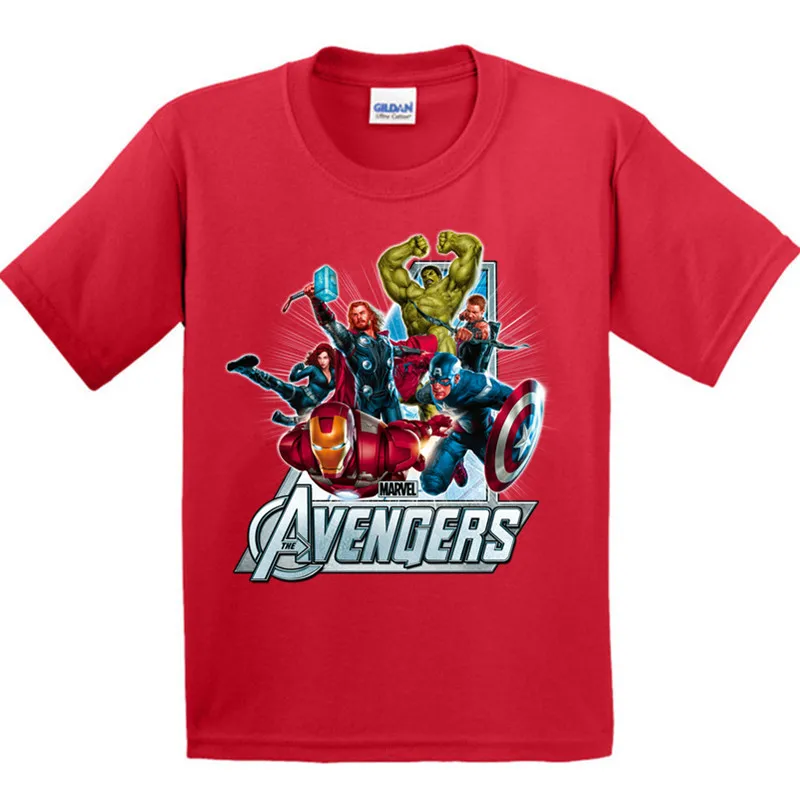 Детская футболка из хлопка с забавным принтом «мстители», «капитан», топы с короткими рукавами для мальчиков и девочек, детская Милая футболка, GKT051