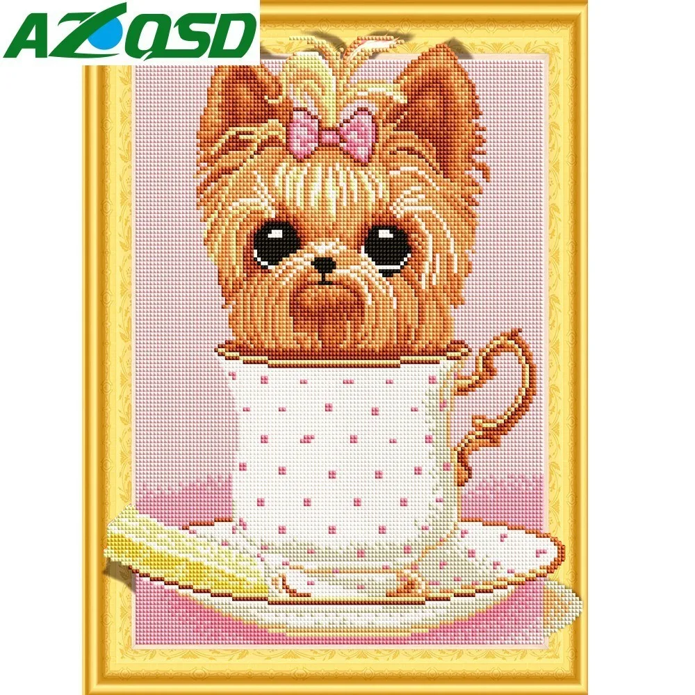 

AZQSD Diamond Embroidery Animal Diamond Painting Teacup Dog Picture Of Rhinestones Special Gift DIY Diamond Mosaic Home Decor