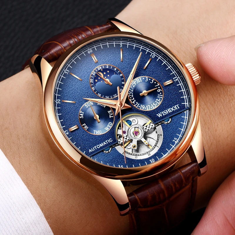

WISHDOIT Men's Watch Top Luxury Brand Business Mens Sport Automatic Mechanical Watchs Waterproof Military Men watches male clock