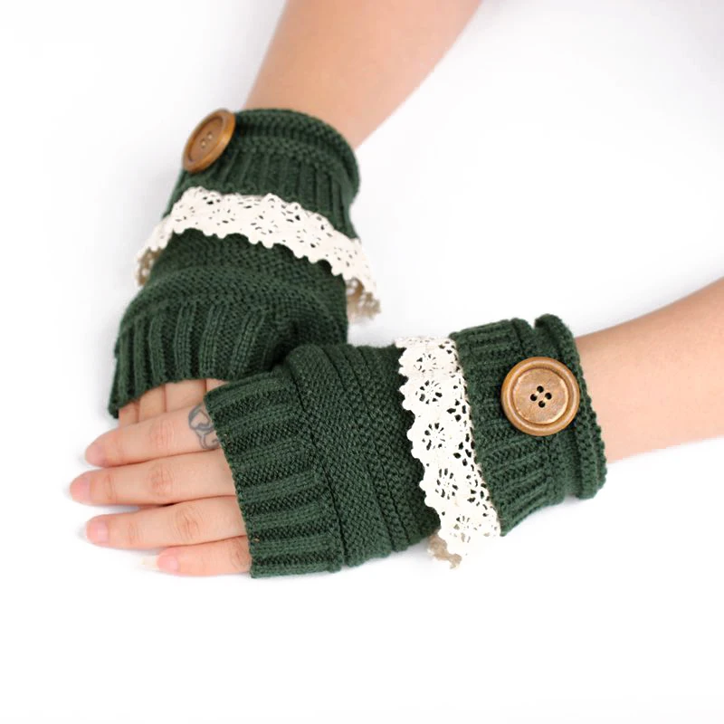 

Lace Fingerless Gloves Knitted arm Warmer Mittens Twist Boot Down Gloves Christmas Gift