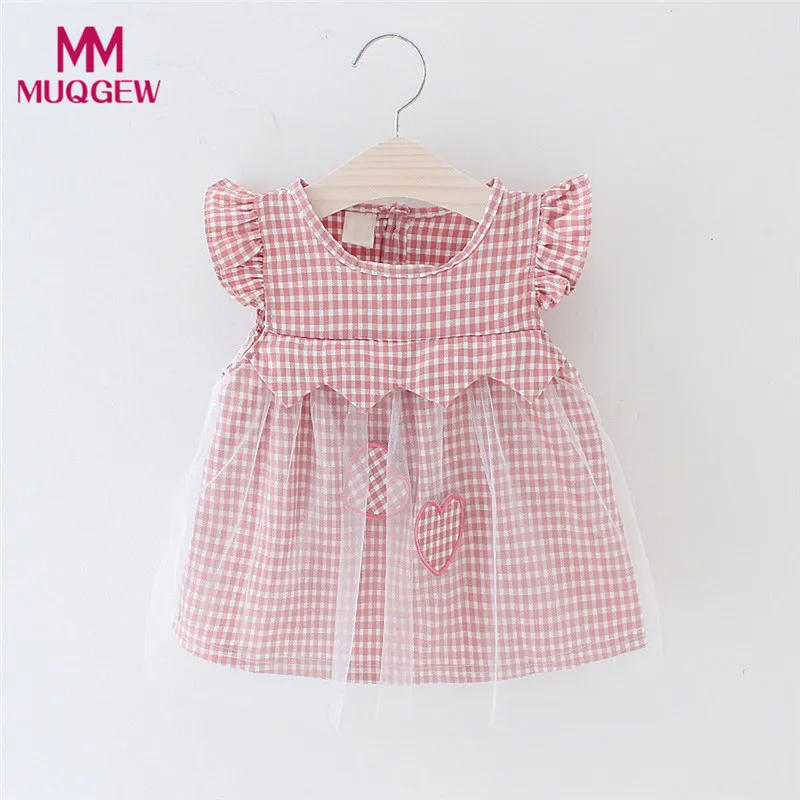 

MUQGEW Toddler Kid Baby Girl Plaid Heart Printed Tulle Party Princess Dress Clothing cute fashion sukienki dziewczynka #sg