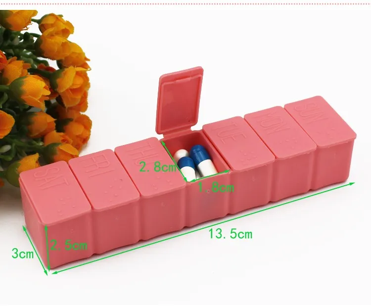 Длинные небольшой медицины Box одна неделя Портативный обманывают с Брайля КОМПЛЕКТ ПЕРВОЙ украшает статью получать случай Pill хранения