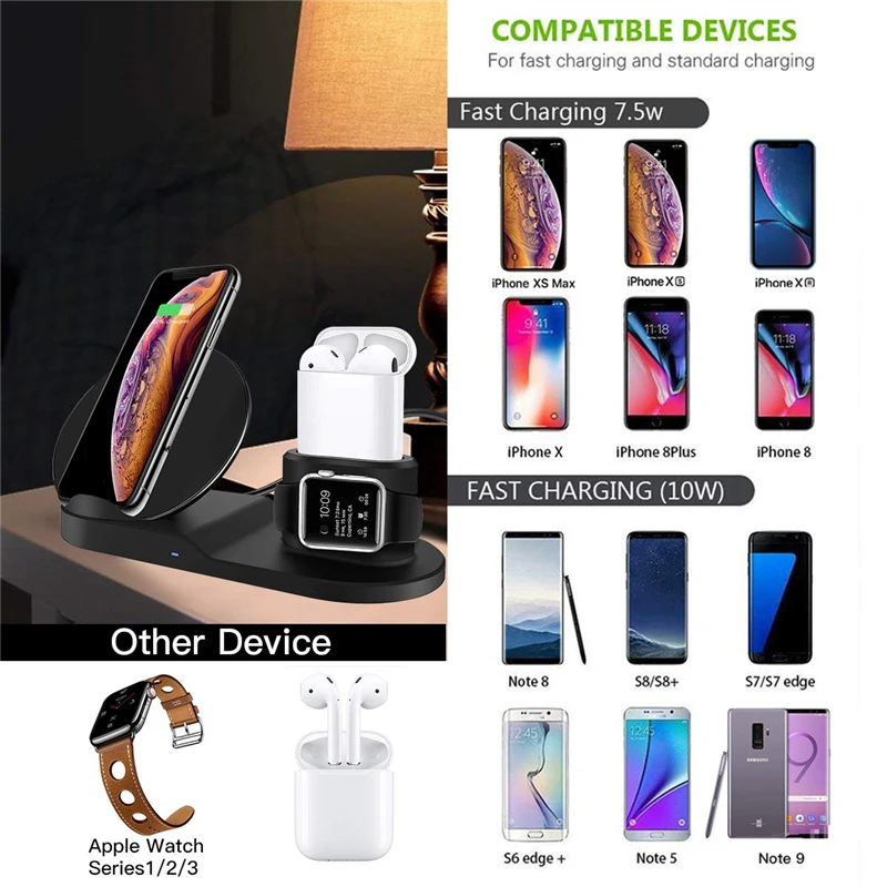 Wireless Charger,3 in 1 Wireless Charging Dock Stand for Apple Watch,Charging Station for Airpods,Fast Wireless Charger Dock  (2)