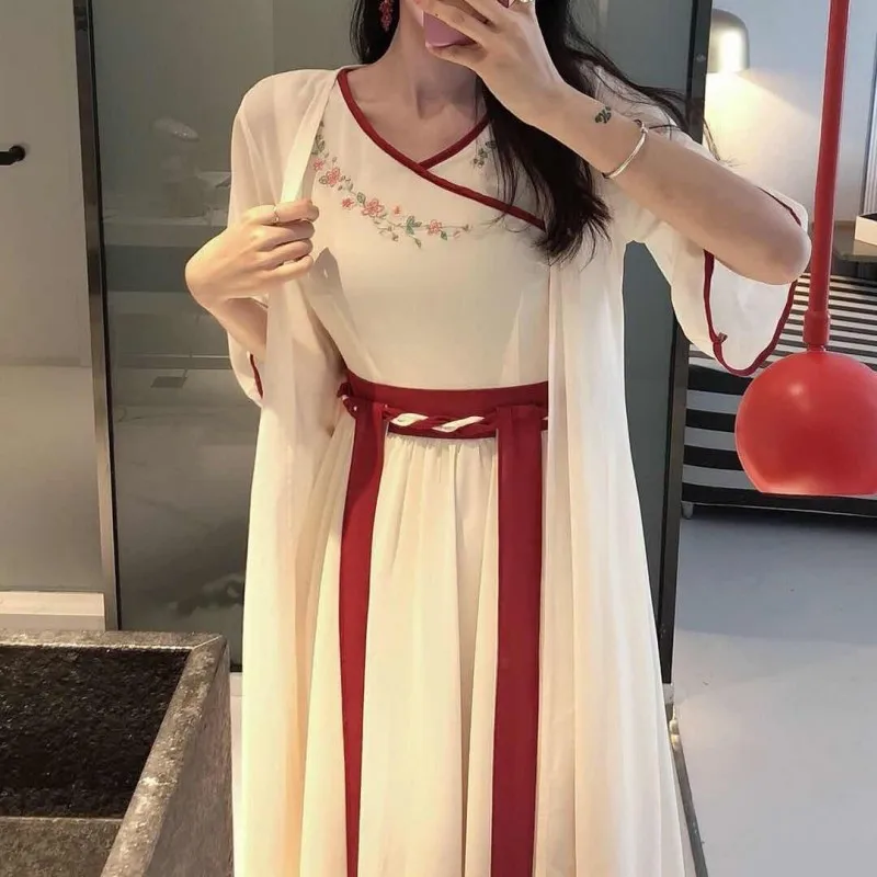 Летнее ханьфу женское китайское платье Китайский древний костюм традиционное ханьфу женское платье и девушка костюм Тан