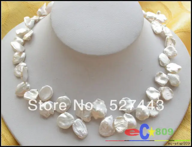 

Wholesale fast p2171 17" 16mm white lamina KESHI REBORN PEARL NECKLACE 14KGP