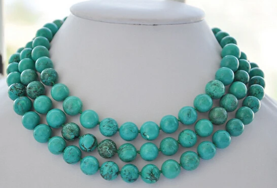 

FREE SHIPPING>>>@@ > N2593 48" 10mm round green turquoise bead NECKLACE