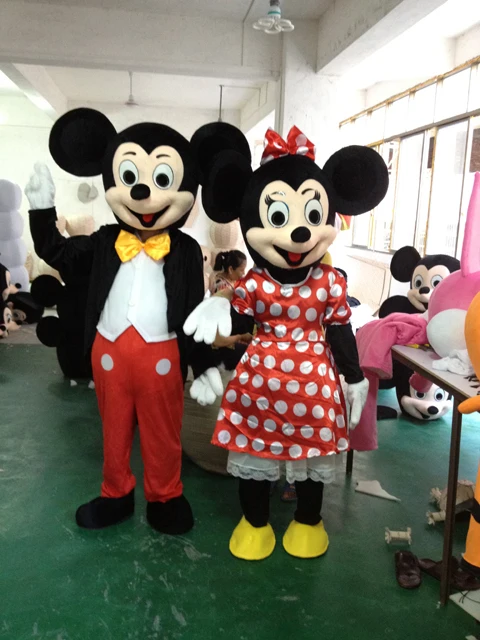 2PC High Quality Mouse Mascot Minnie Mouse Mascot Costumes Adult size Cartoon thanks Halloween Carnival Costume