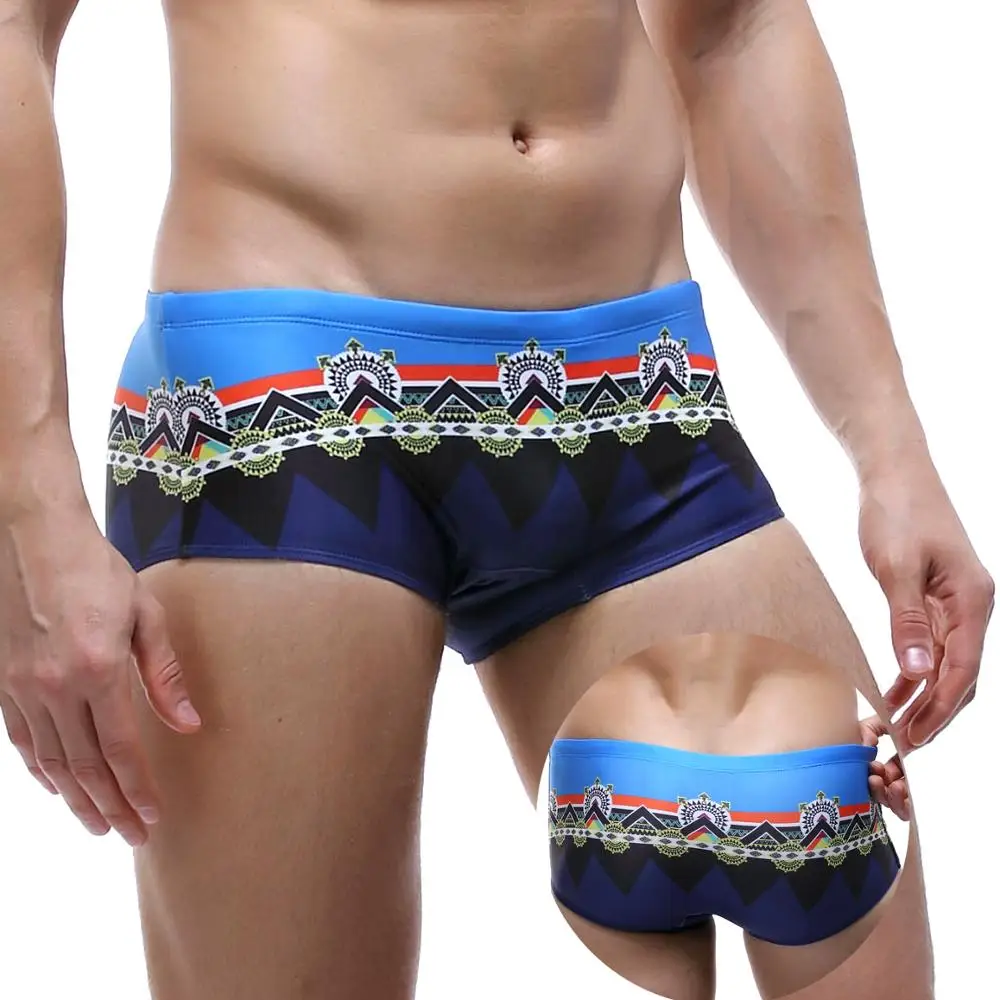 

Beach Wear Ethnic customs Hawaiian men swimming trunks Geometric pattern Swimwear Men younger slips hombre surfing beach shorts