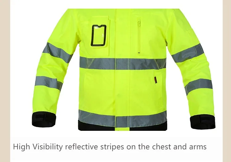 Bauskydd Reflective Jacket High visibility Men Outdoor Working Tops Fluorescent Yellow Multi-pockets Safety Workwear Clothing (15)