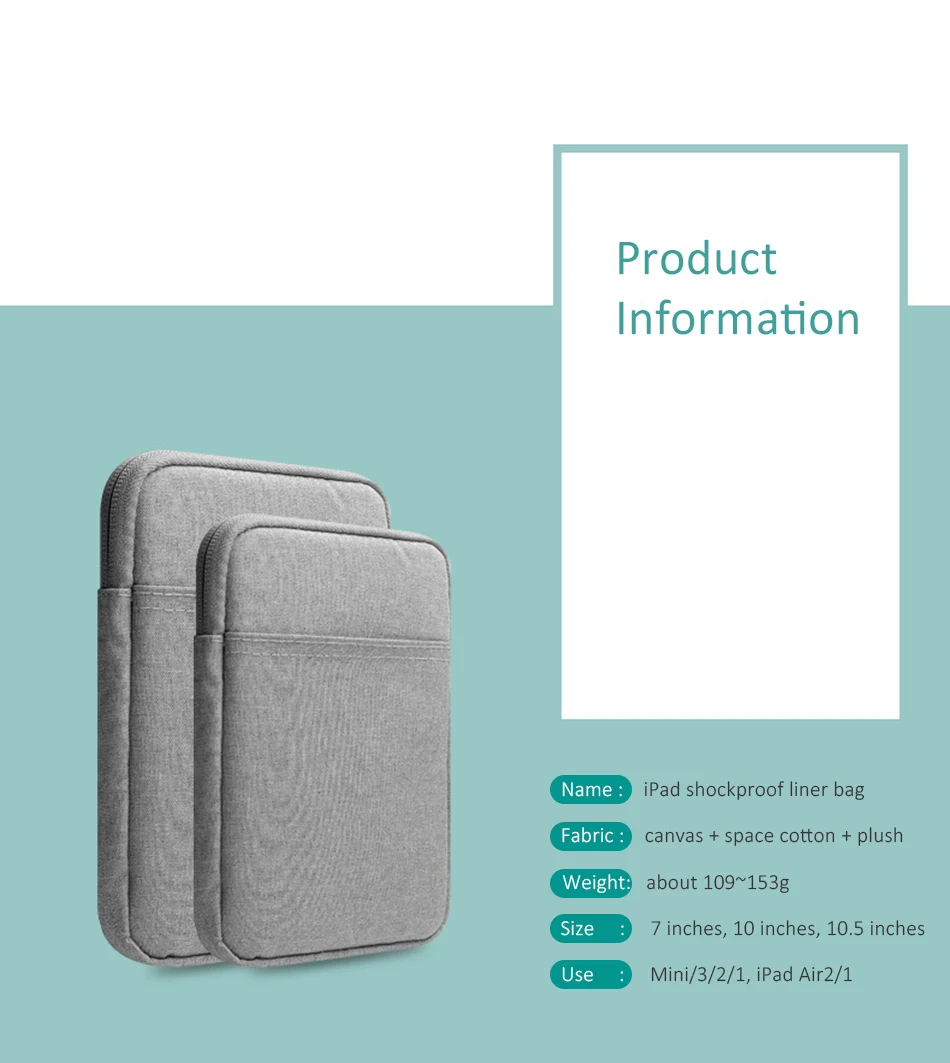 Cotton Shockproof 10.5 inch Tablet Sleeve Bag Cover Funda For iPad 10.5old version iPad234 Protective Pouch Thick Case Shell (4)