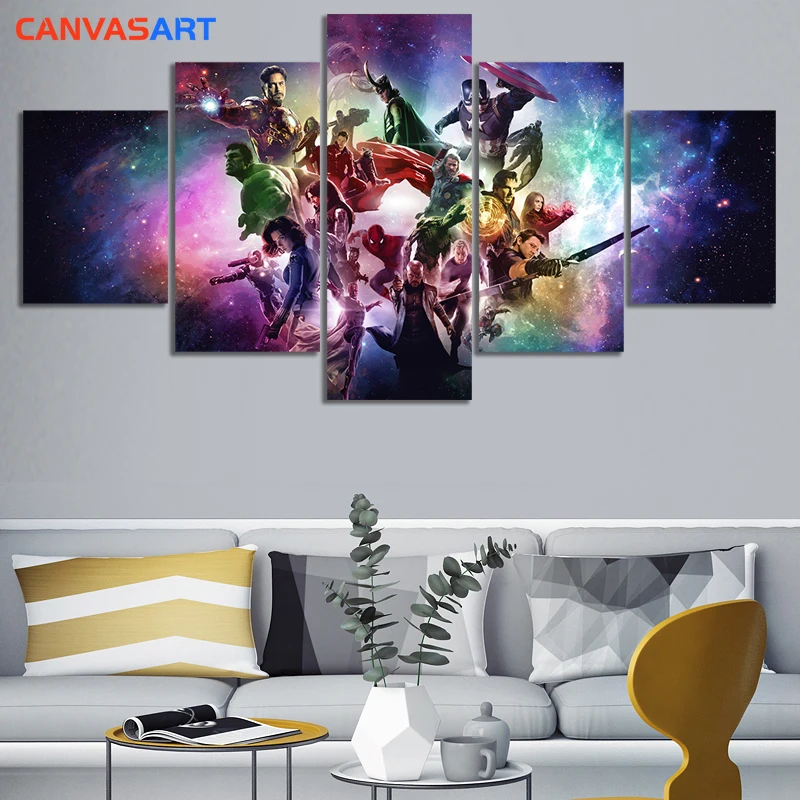 

Canvas Art 5 Piece Pictures Marvel Comics Is A Collection of Characters for Living Room Wall Decoration Painting By Numbers