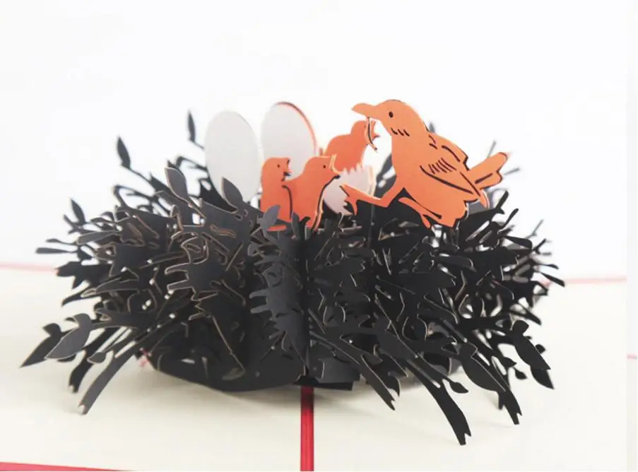 Cartes D Invitation 3d Creatives Nid D Oiseau Carte Postale Origami Kirigami Fait A La Main Pour Fete De Mariage Carte D Anniversaire Grisante 10 Pieces Aliexpress