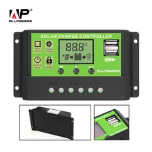 ALLPOWERS 20A 12V 24V Solar Charge Controller with LCD Dual USB 5V Output Solar Cell Panel Charger Regulator