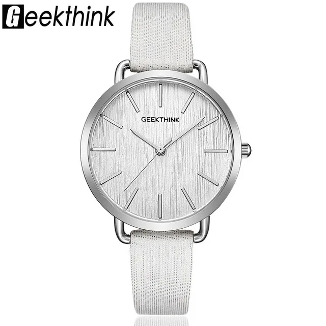 Geekthink Топ люксовый бренд Модные кварцевые часы для женщин дамы наручные часы розовое золото повседневное кожаное платье часы женские новые relogio - Цвет: Silver