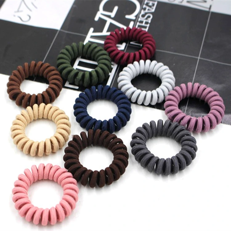 

10Pcs/ Lot Elastic Hair Bands Hair Ring Rope Spiral Nylon Rubber Band Traceless Girls Headwear Gum Telephone Wire Line