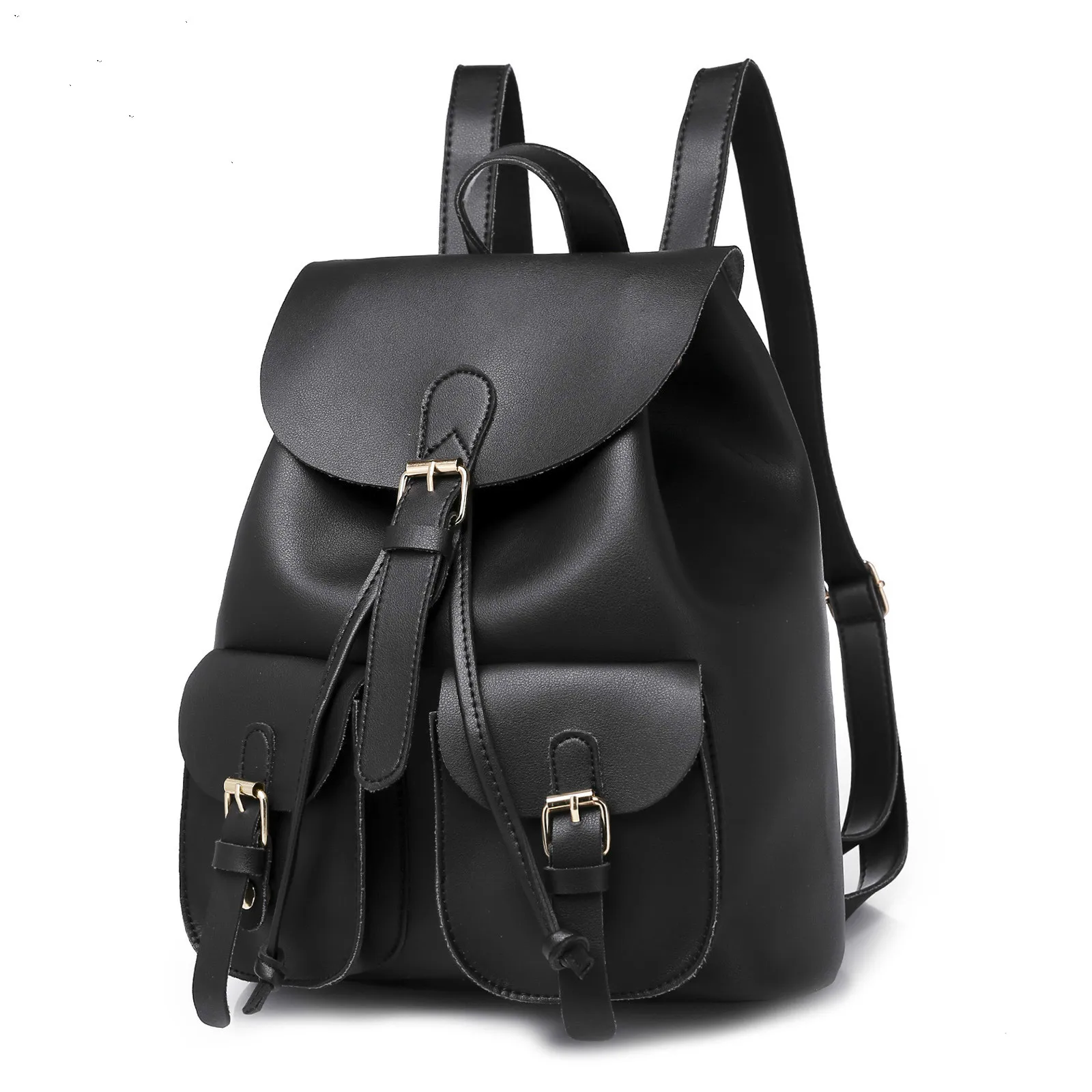 New Backpack Women&#39;s Bag PU Leather College Wind Backpack Sling Bag Large Capacity Travel Bag ...