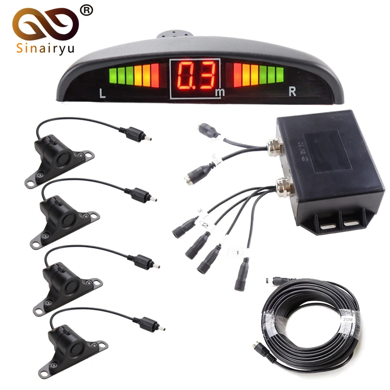 

Truck Bus Van Camper Led Parking Sensor Parktronic Display 4 Sensors Reverse Backup Assistance Radar Detector Monitor System