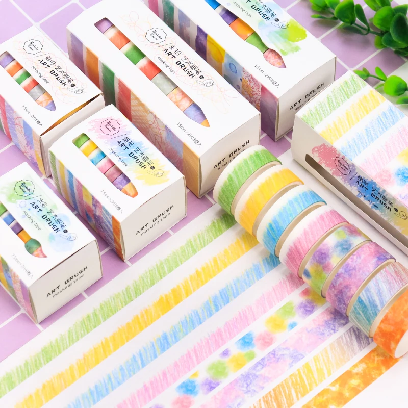 

8pcs Art brush masking tape set Color crayon pencil drawing washi tapes stickers decoration scrapbooking DIY Stationery A6155
