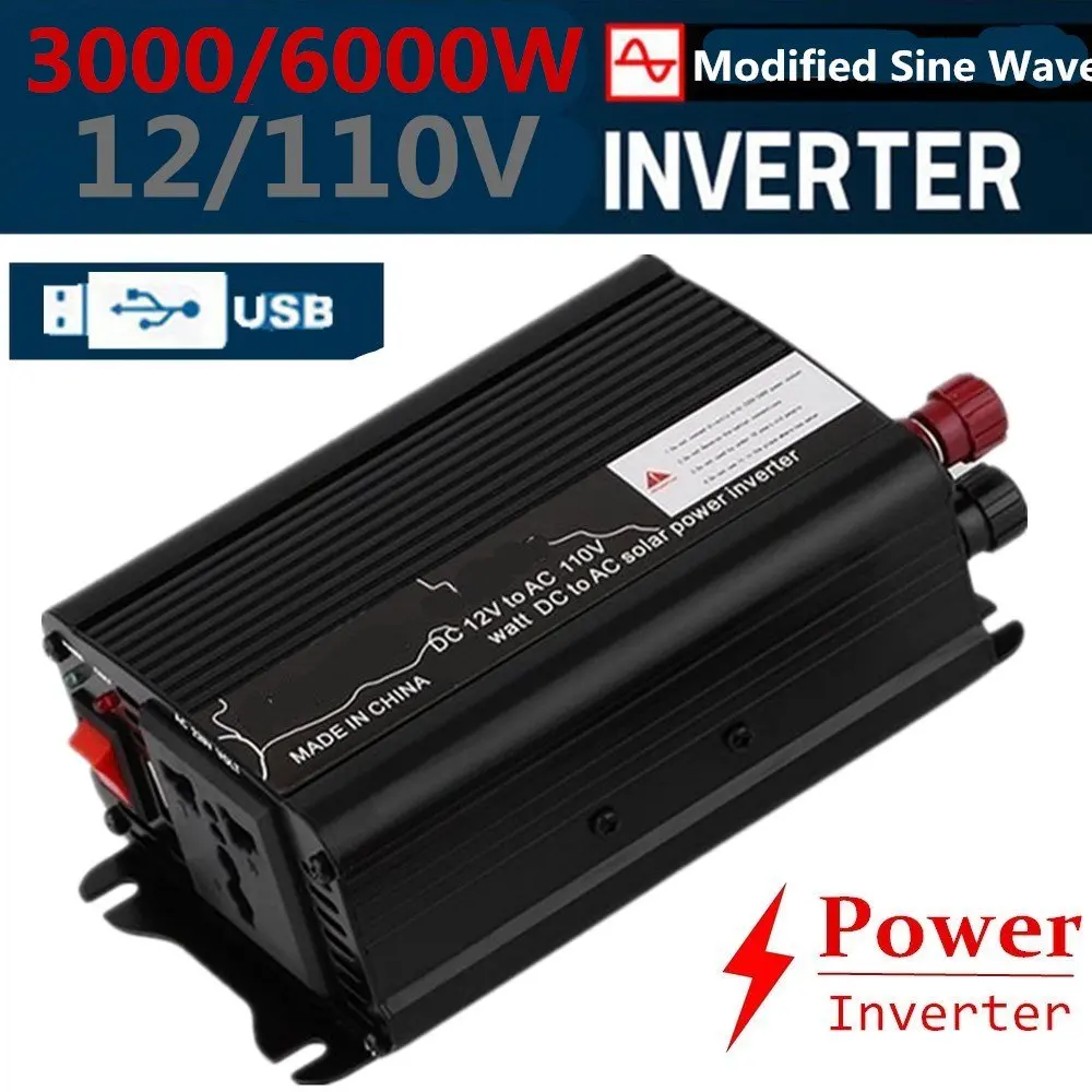 

Peak Power 6000W DC 12V AC 110V Car Converter Power Inverter Auto Power Inverter High Converting Efficiency Charger