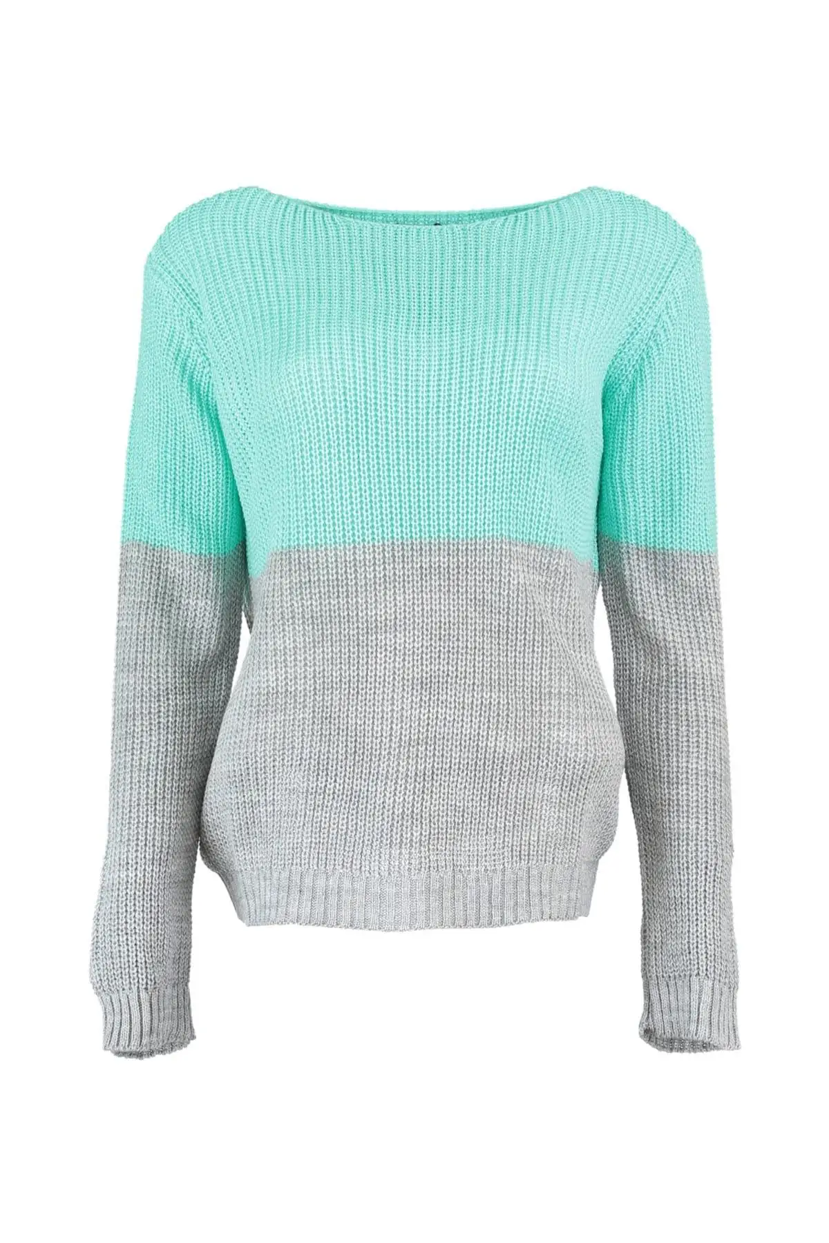 

Trendyol WOMEN-Mint Colorblock Sweater Sweater TWOAW20FV0029