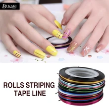 BUKAKI 10 pcs/Lot couleur paillettes rayure bande autocollant ensemble Nail Art(China)