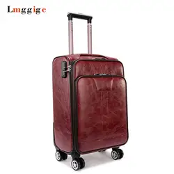 Винтаж чемодан из ПУ-кожи, супер большой ёмкость чемодан сумка, высокое качество сумки на колесиках дело, походная коробка с универсальным