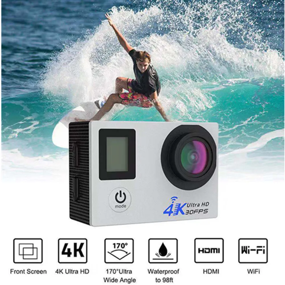 

BAPASCO New Action Camera 2.4G remote ultra HD 4K 12mp action video camera 4k/30fps 1080p/60fps EIS 30M waterproof Sport Camera