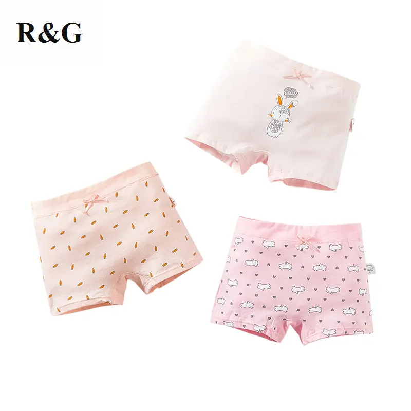 

R&G kids panties 3 pcs/lot girls panties cotton underwear cartoon and lovely boxer briefs panties for children 2019 new-606