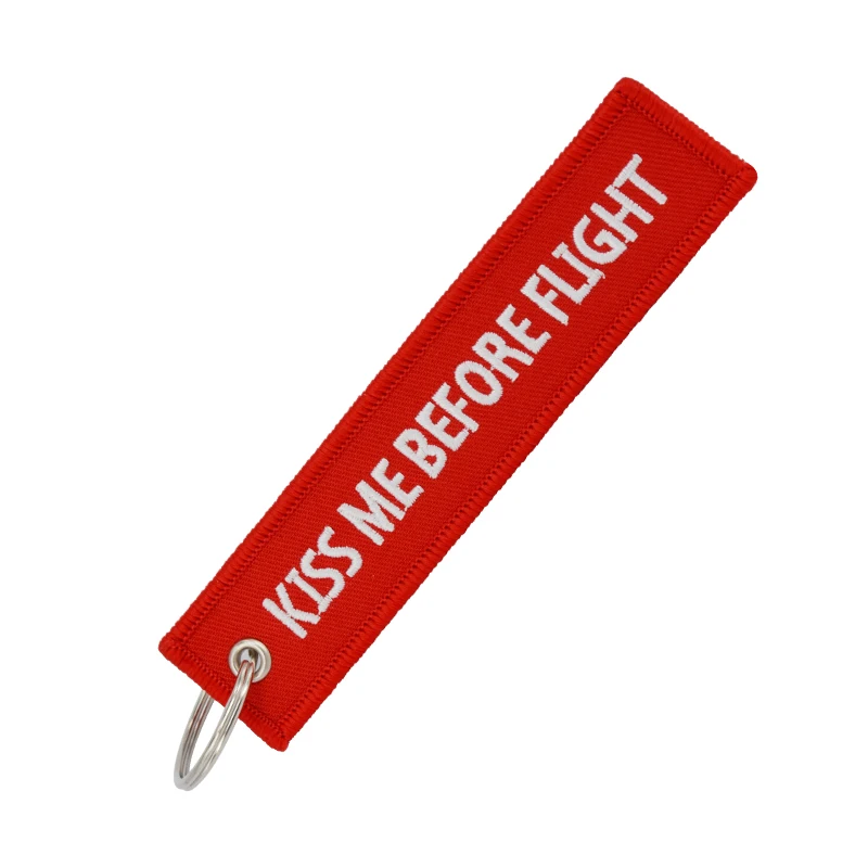 Kiss Me Before Flight Key Chain Label Red Embroidery Key Ring Special Luggage Tag Chain for Aviation Gifts Car Keychain Jewelry (8)