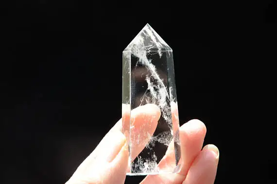 

2" + Self Standing 6 Facet Single Point Natural Rock Crystal Quartz Pink Quartz Wand Healing Bead Point 1pc