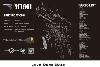 

Vector Optics 20x12 Inch GunSimth Rifle Gun Cleaning Bench Rubber Mat with 1911 Handgun All Part List Printing