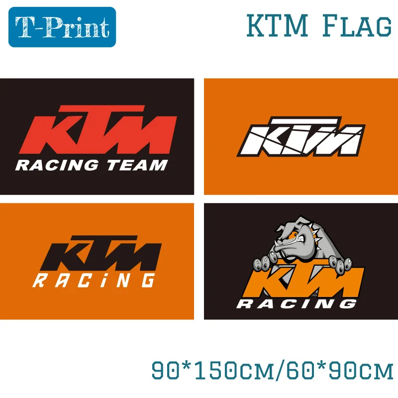 Free shipping 90*150cm 60*90cm 40*60cm 3x5ft Flag For KTM For Car Racing Team Banner